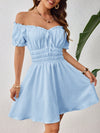 Chic Summer Ruffle Dress with One-Line Shoulder - Perfect for Beach Getaways