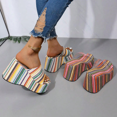 Chic and Comfy: Women's Wedge Heel Peep Toe Slippers - Perfect for Summer Parties