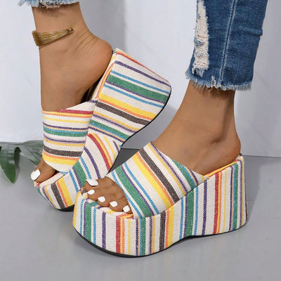 Chic and Comfy: Women's Wedge Heel Peep Toe Slippers - Perfect for Summer Parties