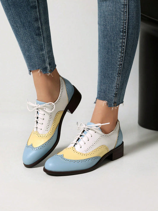 Elevate your shoe game with these Vintage Vibes lace-up oxfords. Handcrafted with British-inspired color blocking and a lace-up design, these shoes add a touch of vintage charm to any outfit. Made with high-quality materials, they provide both style and durability. Step out in confidence and style.