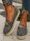 Chain-Embellished Waterproof Woven Single Shoes: Stylish Vintage Flats