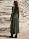 Spring/Summer Western Patchwork Dress with Ruffle Hem and Bell Sleeves