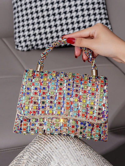 Sassy Sparkle: Colorful Rhinestone Evening Clutch Bag