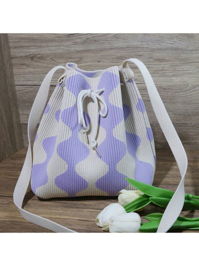 Striped Fashion Knitted Bag: The Perfect Mother's Day Gift for Mommy's Essentials