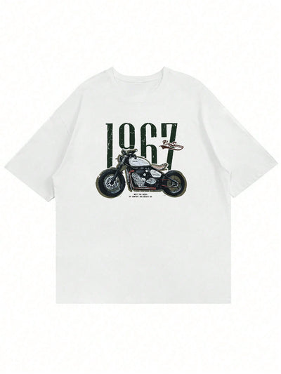 Rev Up Your Style: Men's Motorcycle Letter Graphic Tee