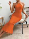 Chic & Flirty Halter Neck Fringed Hem Dress for Effortless Holiday Style