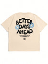 Graphic Drop Shoulder T-Shirt: Bold Slogan and Face Print