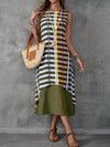 Chic and Trendy: Color Block Striped Printed Sleeveless Dress