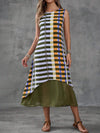 Chic and Trendy: Color Block Striped Printed Sleeveless Dress