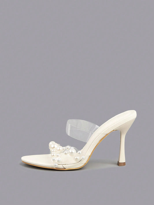 Dazzling White Pearl Ankle Strap Stiletto High Heel Sandals for Every Occasion