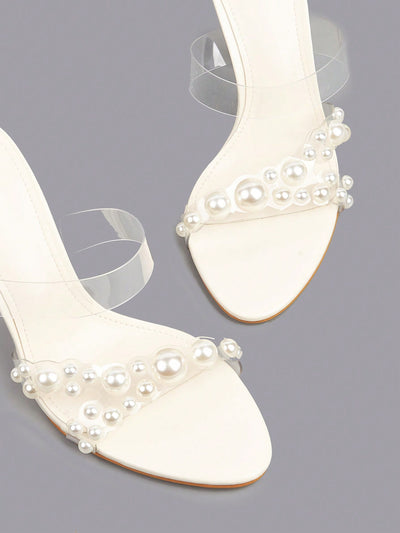 Dazzling White Pearl Ankle Strap Stiletto High Heel Sandals for Every Occasion