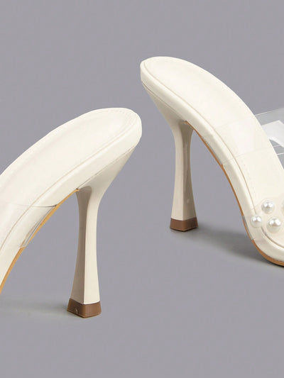 Dazzling White Pearl Ankle Strap Stiletto High Heel Sandals for Every Occasion