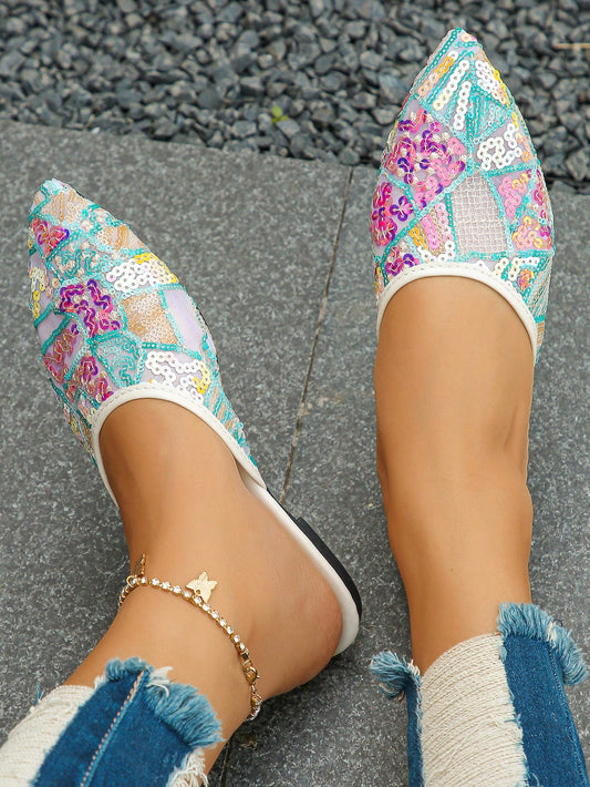 Sparkle in Style: Glitter Embellished Bohemian Flat Shoes