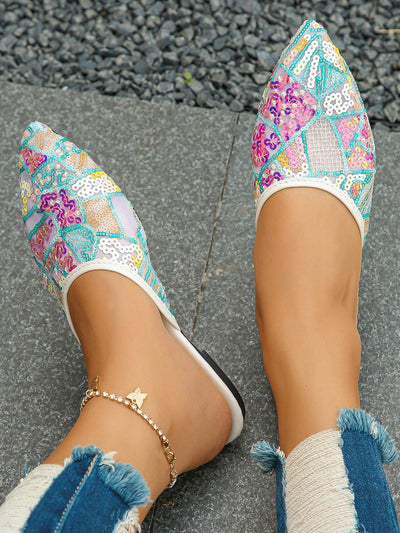 Sparkle in Style: Glitter Embellished Bohemian Flat Shoes