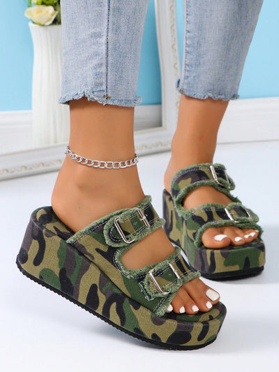 Women's Trendy Camouflage Wedge Sandals: Perfect for Outdoor Adventures and Vacation