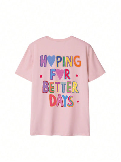 Slogan Heartprint Casual Tee: Stay Cool and Stylish this Summer!