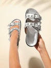 Chic and Comfortable Ladies Buckle Detail Flat Sandals for Your Next Vacation