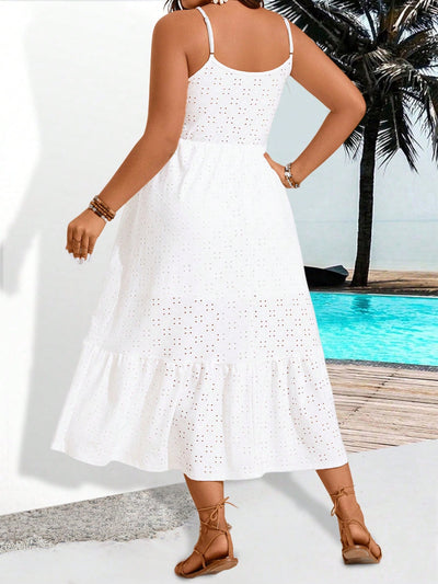 Flirty Plus Size Burnout Ruffle Trim Cami Dress for Your Spring/Summer Getaway