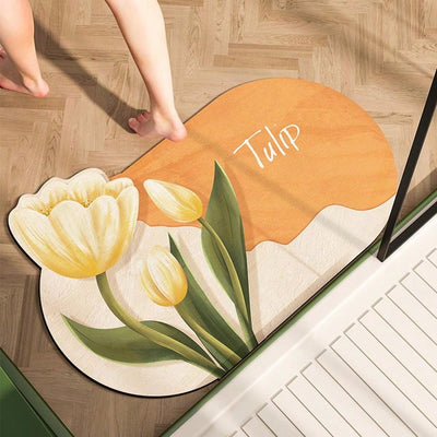 Floral Bliss: Diatomaceous Earth Bathroom Mat for a Stylish & Safe Home