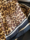 Chic Leopard Print Silk Square Scarf - Versatile Accessory for Stylish Women's Looks