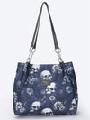 Women's Waterproof Skull Flower Print Retro Shoulder Bag - Perfect for Halloween Parties and Gothic Fashion