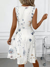 Blue Blossom: Simple Floral Print Twist Front A-Line Dress