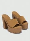 Summer Comfort: Women's Khaki Waterproof Wedge Sandals with Peep Toe Design