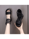 Trendy Summer Black Sandals: Roman Style Fish Mouth Design