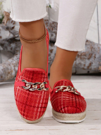 Stylish and Comfortable: Women's Rope Chain Thick-Soled Flat Shoes