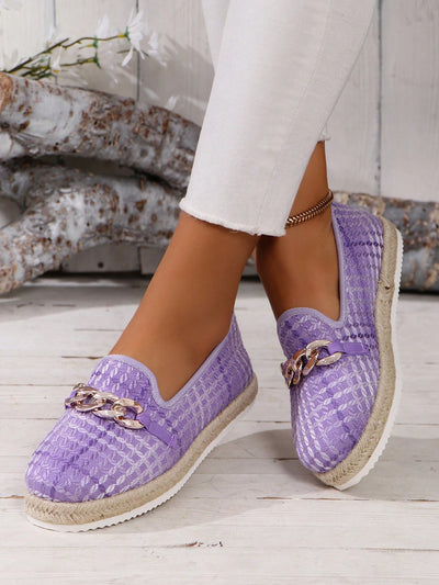 Stylish and Comfortable: Women's Rope Chain Thick-Soled Flat Shoes