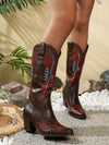 Western Chic: Women's Embroidered Chunky Heel Fashion Boots