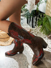 Western Chic: Women's Embroidered Chunky Heel Fashion Boots