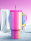 40oz Tumbler: Insulated Stainless Steel Cup with Leak-Proof Lid, Handle, and Straw - Keeps Drinks Cold for 34 Hours or Hot for 10 Hours