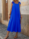 Chic and Simple: Women's Solid Color Pleated Spaghetti Strap Dress for Summer Vacation