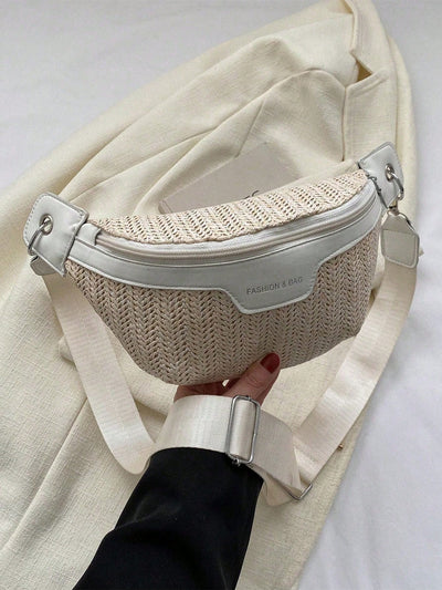 Spring Fashion Straw Fanny Pack: Personality in Color Contrast