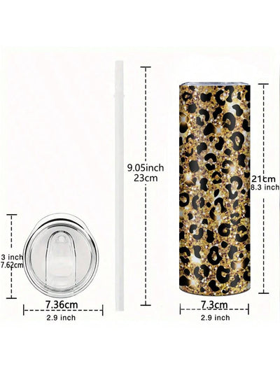 20oz Wild Leopard Print Insulated Tumbler: Stylish and Practical Travel Companion