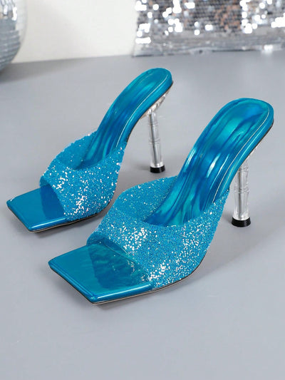 High Heel Women's Sandals with Shiny Rhinestone Decoration