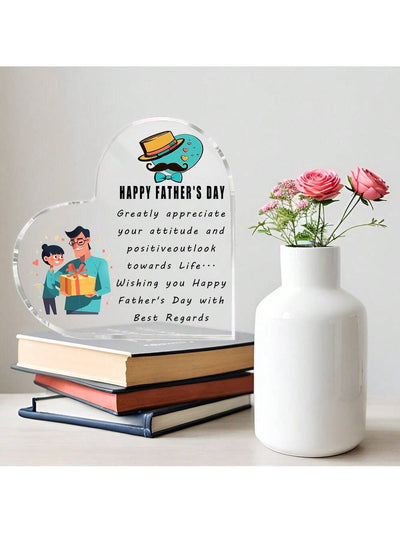 Father's Day Heart Artistic Shape Acrylic Gift - Happy Father's Day