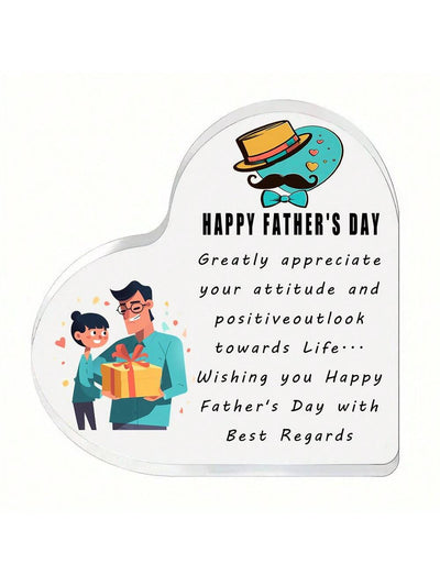 Father's Day Heart Artistic Shape Acrylic Gift - Happy Father's Day