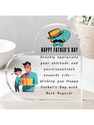 Father's Day Heart Artistic Shape Acrylic Gift - Happy Father's Day