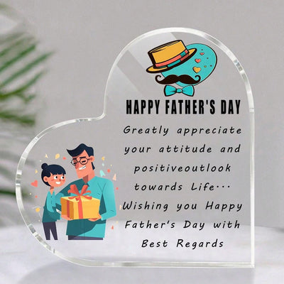 Father's Day Heart Artistic Shape Acrylic Gift - Happy Father's Day