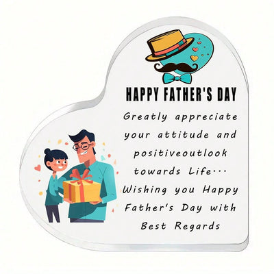 Father's Day Heart Artistic Shape Acrylic Gift - Happy Father's Day