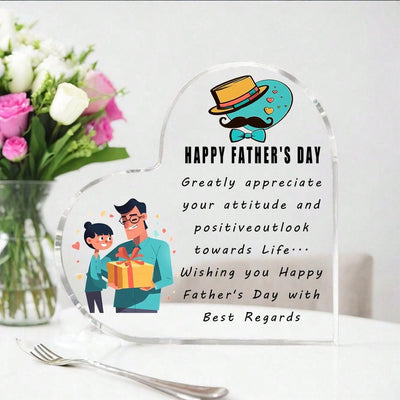 Father's Day Heart Artistic Shape Acrylic Gift - Happy Father's Day