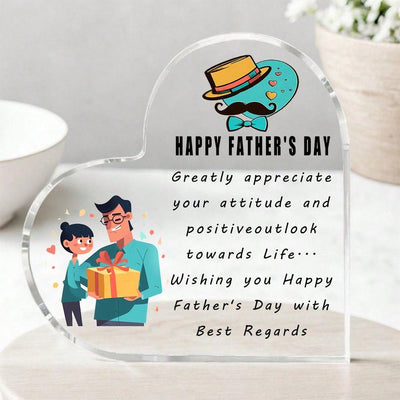 Father's Day Heart Artistic Shape Acrylic Gift - Happy Father's Day