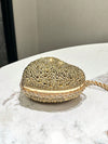 Elegant Heart-Shaped Gold Crystal Clutch Bag for Sophisticated Evenings