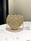 Elegant Heart-Shaped Gold Crystal Clutch Bag for Sophisticated Evenings