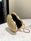 Elegant Heart-Shaped Gold Crystal Clutch Bag for Sophisticated Evenings