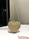 Elegant Heart-Shaped Gold Crystal Clutch Bag for Sophisticated Evenings