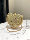 Elegant Heart-Shaped Gold Crystal Clutch Bag for Sophisticated Evenings