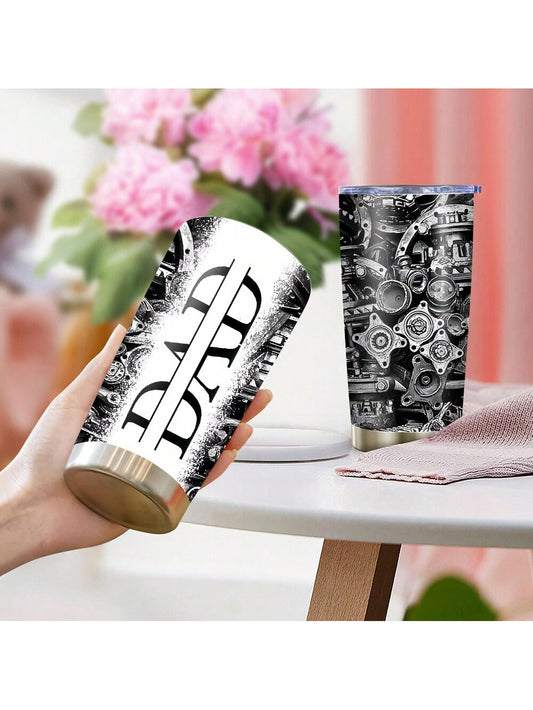 Dad's Favorite Cup: Stainless Steel Tumbler with Tool Print and Straw